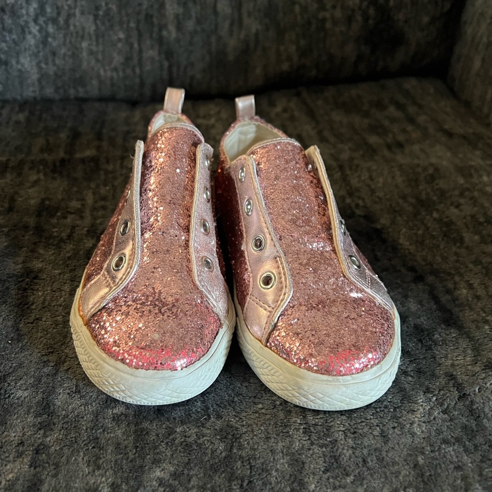 Sparkly Pink Kids Slip-On Shoes